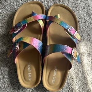 Girls Steve Madden rainbow glitter sandals